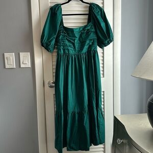 Abercrombie Emerson midi dress emerald green Large